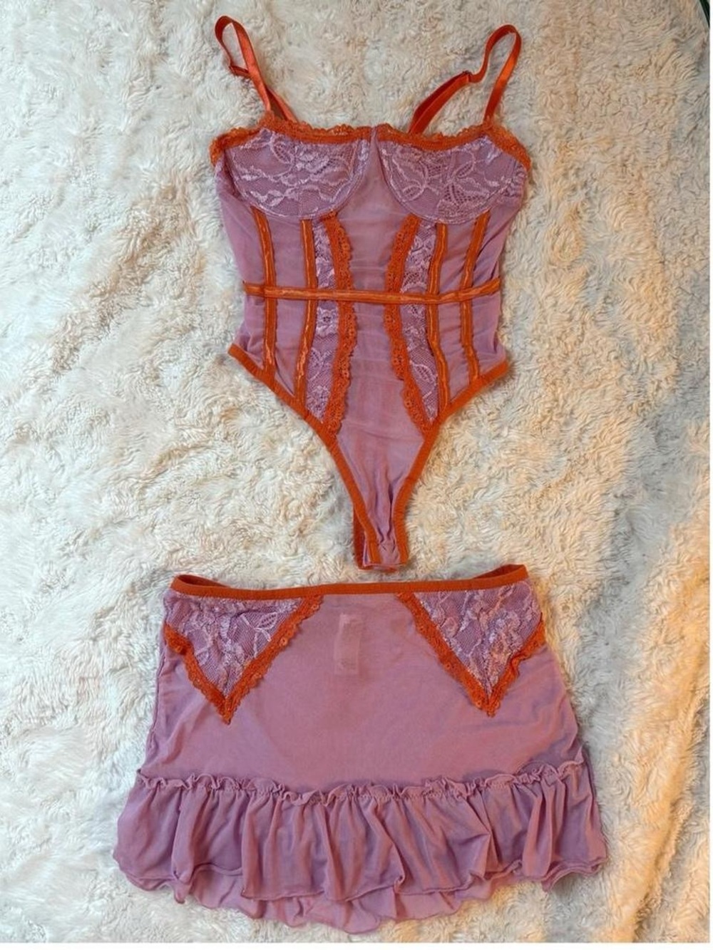 Purple Lingerie skirt set